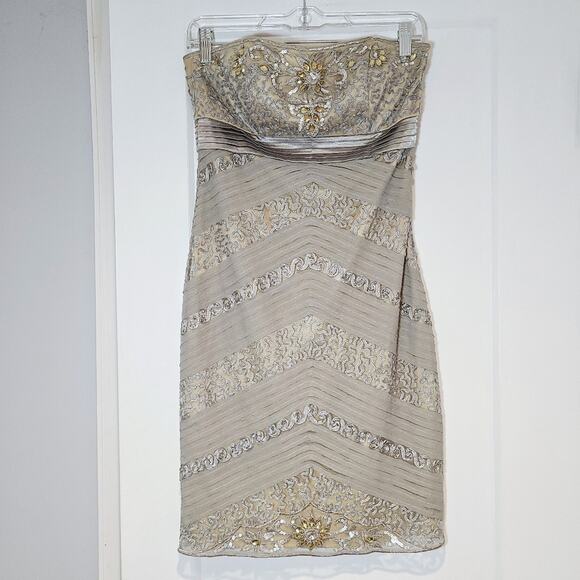 Sue Wong Nocturne Beaded Strapless Cocktail Dress - Picture 1 of 6